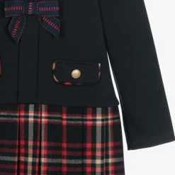 Patachou Girls Navy Blue Jersey & Tartan Flannel Dress Discount
