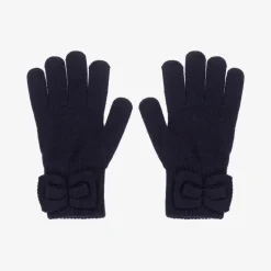 Mayoral Girls Navy Blue Knitted Bow Gloves Hot