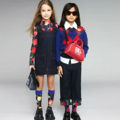 Dolce amp; Gabbana Girls Navy Blue Leather Loafers Outlet