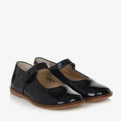 Tartine et Chocolat Girls Navy Blue Leather Pumps New