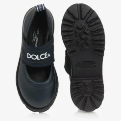 Dolce amp; Gabbana Girls Navy Blue Leather Shoes New