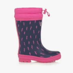 Hatley Girls Navy Blue Lightning Bolt Rain Boots Clearance