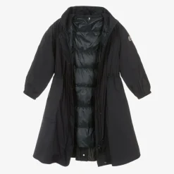 Moncler Enfant Girls Navy Blue Lins Coat Outlet