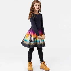 Molo Girls Navy Blue Organic Cotton Sunset Dress Online