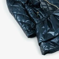 Caramelo Kids Girls Navy Blue Quilted Hooded Coat Clearance