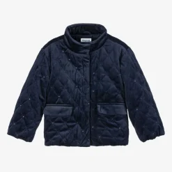 Mayoral Girls Navy Blue Quilted Velvet Jacket Sale