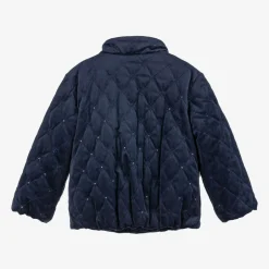 Mayoral Girls Navy Blue Quilted Velvet Jacket Sale