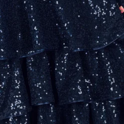 Billieblush Girls Navy Blue Sequin Flounced Dress Clearance