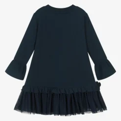 Monnalisa Girls Navy Blue Snowflake Cotton Dress Best