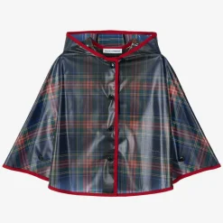 Dolce amp; Gabbana Girls Navy Blue Tartan Rain Cape