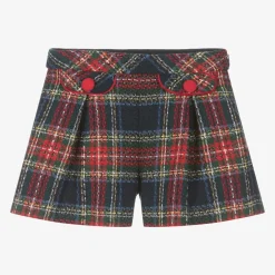 Mayoral Girls Navy Blue Tartan Tweed Shorts Outlet