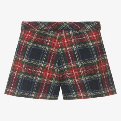 Mayoral Girls Navy Blue Tartan Tweed Shorts Outlet