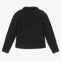 EIRENE Girls Navy Blue Tweed Blazer