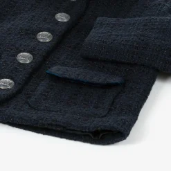 EIRENE Girls Navy Blue Tweed Blazer