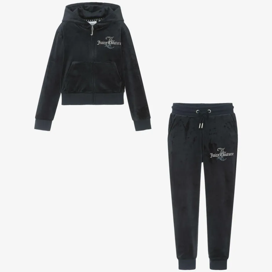 Juicy Couture Girls Navy Blue Velour Tracksuit Sale