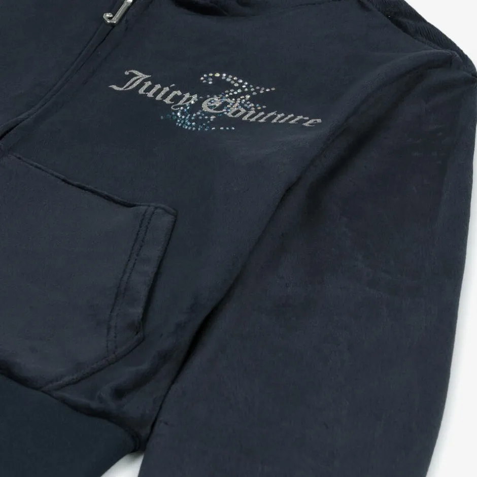 Juicy Couture Girls Navy Blue Velour Tracksuit Sale
