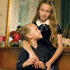 Lapin House Girls Navy Blue Velvet & Sequin Dress Clearance