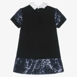 Lapin House Girls Navy Blue Velvet & Sequin Dress Clearance