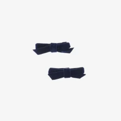 Bowtique London Girls Navy Blue Velvet Bow Hair Clips (2 Pack) Hot