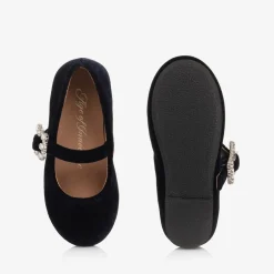 Age of Innocence Girls Navy Blue Velvet Shoes