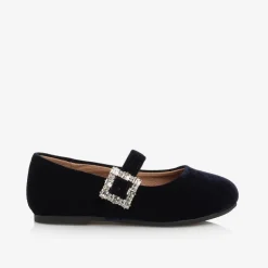 Age of Innocence Girls Navy Blue Velvet Shoes
