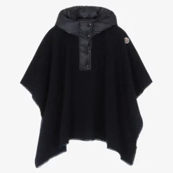 Moncler Enfant Girls Navy Blue Wool & Down Cape Online