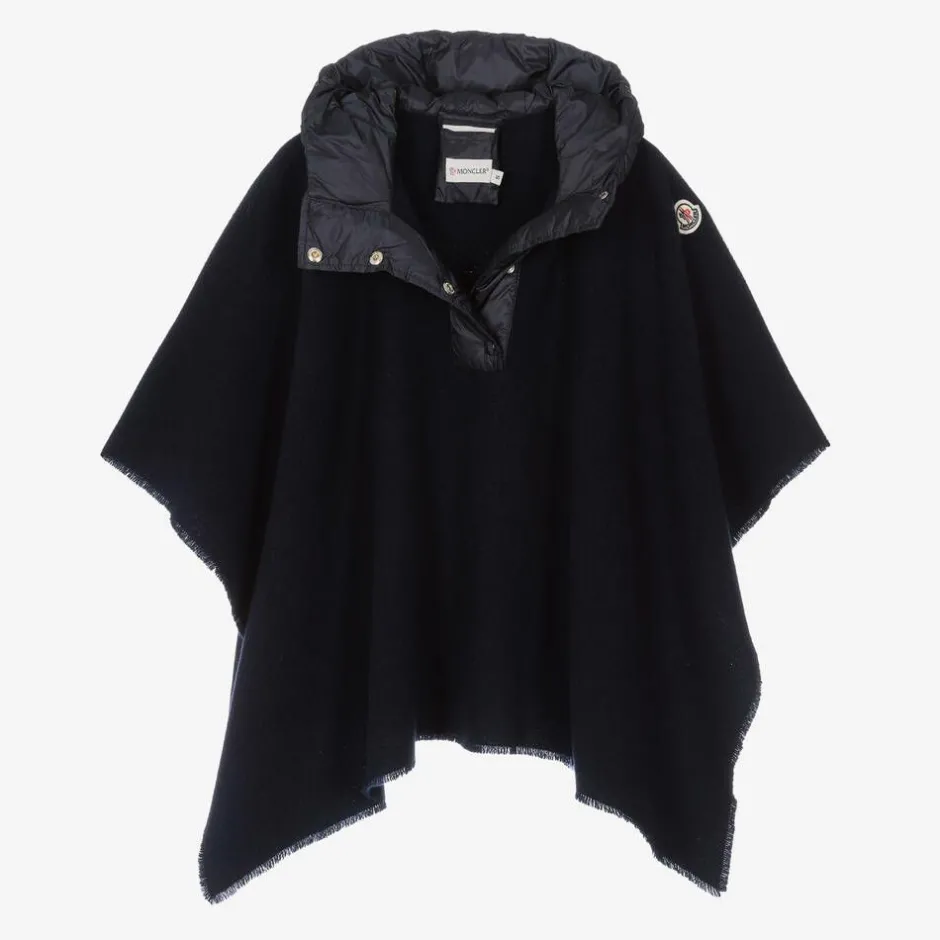 Moncler Enfant Girls Navy Blue Wool & Down Cape Online