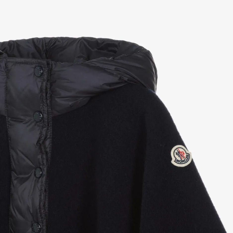 Moncler Enfant Girls Navy Blue Wool & Down Cape Online