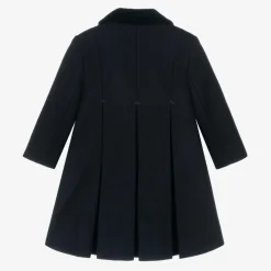 Ancar Girls Navy Blue Wool & Velvet Coat Outlet
