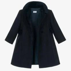 Ancar Girls Navy Blue Wool & Velvet Coat Outlet