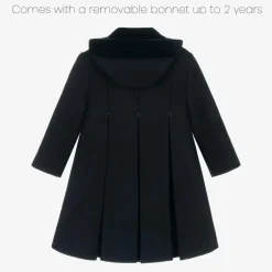 Ancar Girls Navy Blue Wool & Velvet Coat Outlet