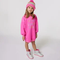 Billieblush Girls Neon Pink Cotton Sweatshirt Dress