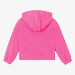 Billieblush Girls Neon Pink Glittery Flower Hoodie Clearance