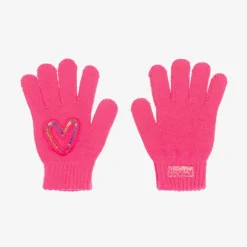 Billieblush Girls Neon Pink Sequin Heart Gloves