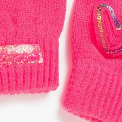 Billieblush Girls Neon Pink Sequin Heart Gloves