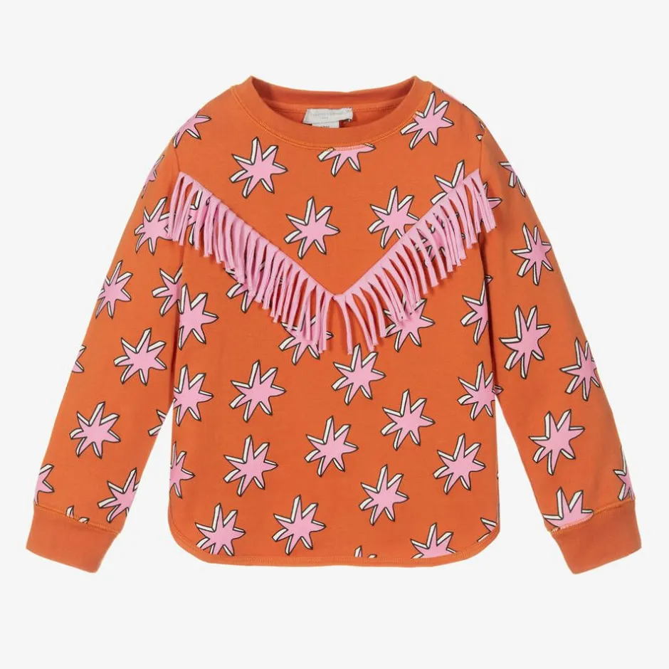 Stella McCartney Kids Girls Orange Cotton Cosmic Star Sweatshirt New