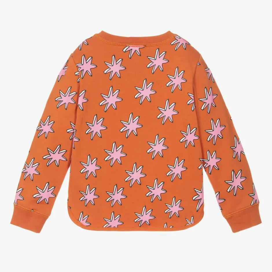 Stella McCartney Kids Girls Orange Cotton Cosmic Star Sweatshirt New