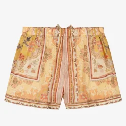 Zimmermann Girls Orange Patterned Cotton Shorts mustardmulti Clearance