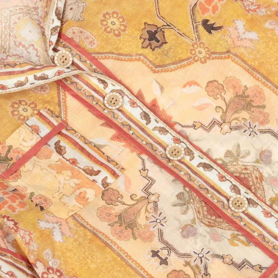 Zimmermann Girls Orange Patterned Cotton Shirt Online