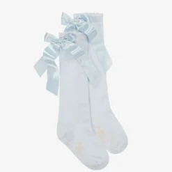 Pretty Originals Girls Pale Blue Cotton Bow Socks Outlet