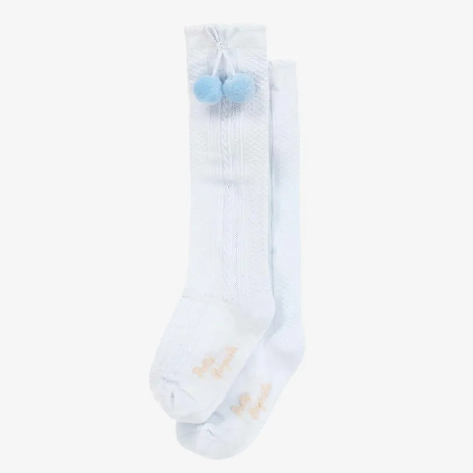 Pretty Originals Girls Pale Blue Pom-Pom Cotton Socks Hot