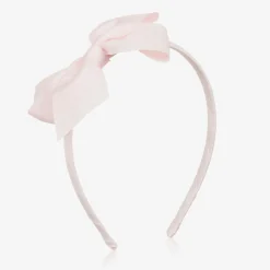Peach Ribbons Girls Pale Pink Bow Hairband