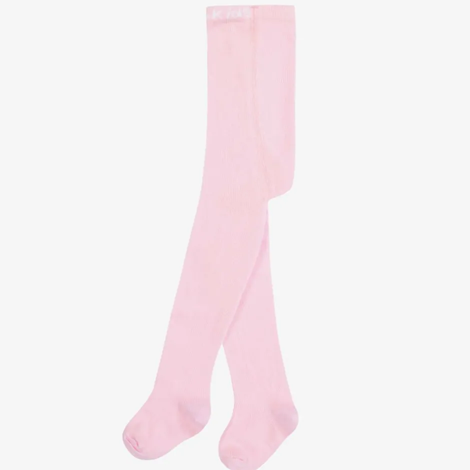 Country Kids Girls Pale Pink Cotton Knitted Tights Hot