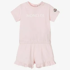 Moncler Enfant Girls Pale Pink Cotton Playsuit Online