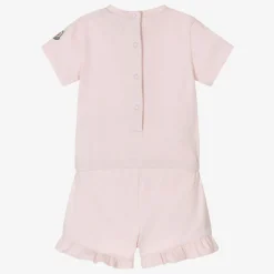 Moncler Enfant Girls Pale Pink Cotton Playsuit Online