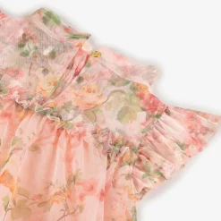 Angels Face Girls Pale Pink Floral Dress Peach New