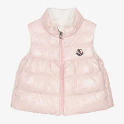 Moncler Enfant Girls Pale Pink Hiva Down Puffer Gilet Best