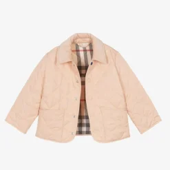 Burberry Girls Pale Pink Quilted Jacket ApricotPink Online