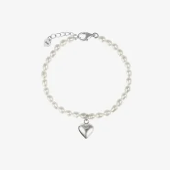 Tales From The Earth Girls Pearl & Silver Heart Bracelet Discount