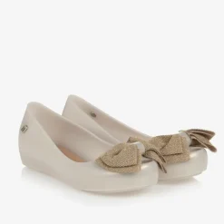 Mini Melissa Girls Pearlescent Beige Jelly Ballerinas Online